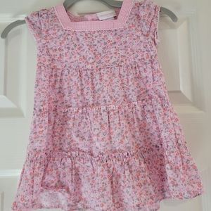 Genuine Baby by Osh Kosh Girls Pink Floral Ruffled Square Neck Dress